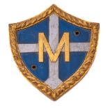 A gilt carved wooden ship's ward room badge for the Greek Hunt-class Greek destroyer 'Miaoulis'