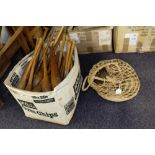 A collection of early 20th century treen Indian Clubs and dumbbells: together with three heavy