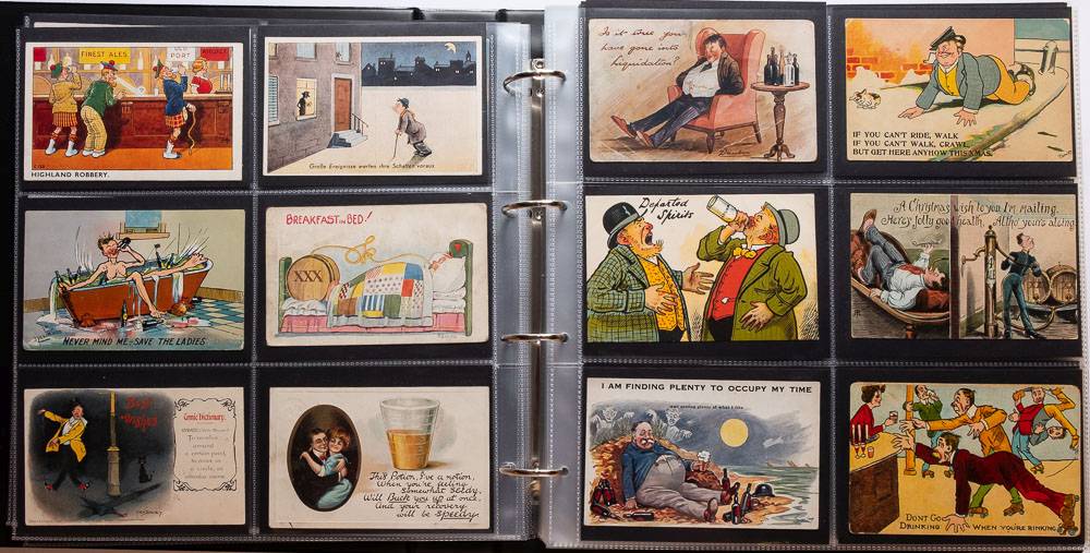 Two albums of early 20th century and later comical postcards relating to alcohol and drinking:, - Image 5 of 5