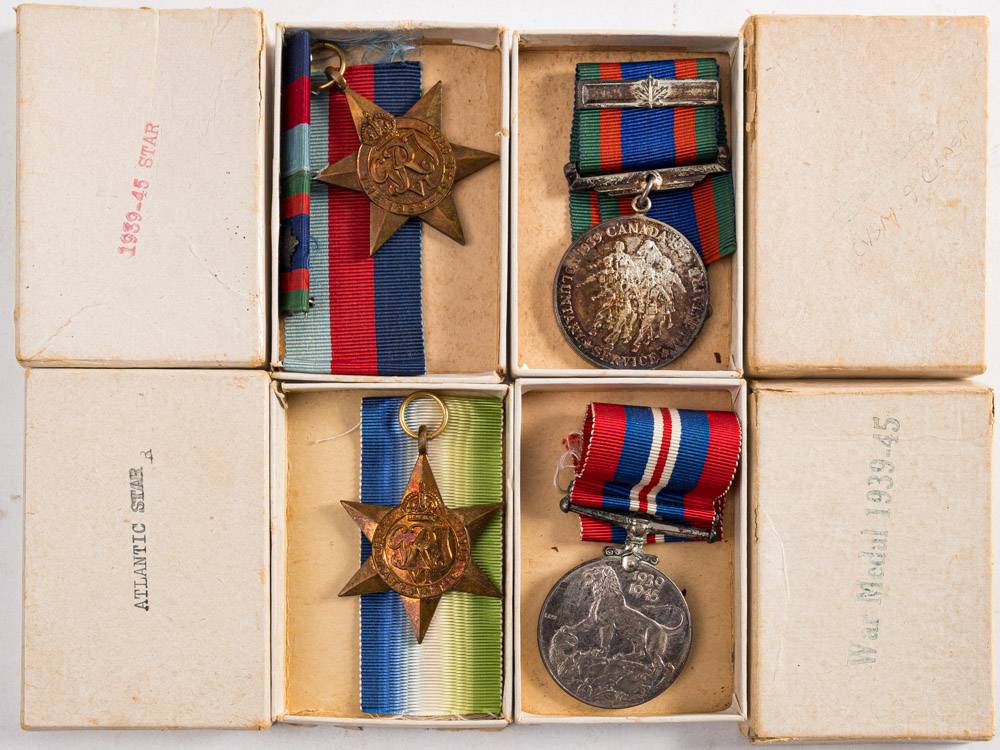 A WWII set of four to Donald W Adams: 1935-49 Star, Atlantic Star,