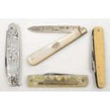 An Edwardian silver and mother of pearl fruit knife, maker Joseph Round & Son, Sheffield 1903,