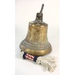 A George VI bronze bell: with square suspension, stamped 'GRVI' with crown above,