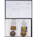 A WWI pair to '276853 Pte D McCullum A& SH':.