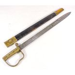A British 1856 pattern Pioneers sawback sword:,
