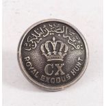 A white metal Royal Exodus Hunt button by Firmin.