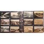 An album of 370 early 20th century transportation postcards of planes, trains,