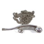 A George VI silver bosun's whistle,mark J Hudson & Co, Birmingham,