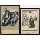 A collection of twelve early 20th century original cartoons and sketches:,