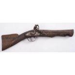 A 19th century Balkan- decorated Turkish flintlock 'knee' blunderbuss:,