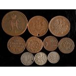 A group of ten Russian coins:.