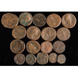 A mixed selection of Roman copper coins:.