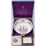 A Royal Worcester 'Mayflower' bowl No 432/500: in presentation box together with framed