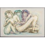 * Calvin Waller Burnett [1921-2007]- Reclining Nudes,:- signed bottom centre, oil on canvas,