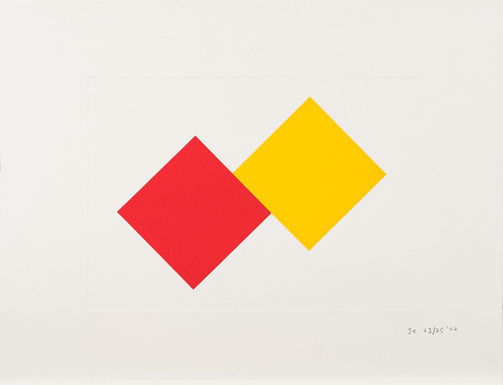 * Justin Knowles [1935-2004]- S.149.01, Yellow, Green, Red:- initialled, numbered and dated J.K. - Image 2 of 3