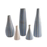 *Lorraine Ditchburn [Contemporary] five porcelain vessels: of slip cast construction of various