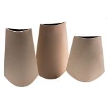 *Val Barry [1937-2018] three stoneware vessels: of narrow profile and rounded,