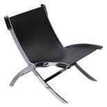 Flexform Italia. A black leather and chrome 'Scissor' chair by Antonio Citterio (b.