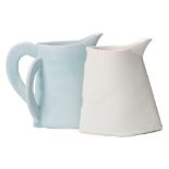 *Emmanuel Cooper (1938-2012) two porcelain jugs: of flattened elliptical form with raised spout,