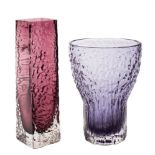 Two James Powell & Sons Whitefriars textured glass vases: after designs by Geoffrey Baxter,