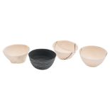 Alison Gautrey [Contemporary] four eggshell spun porcelain bowls: of faceted hemispherical form