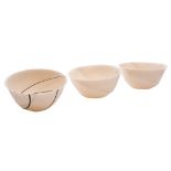 Alison Gautrey [Contemporary] three eggshell spun porcelain bowls: of faceted hemispherical form