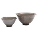 *Karen Bunting [Contemporary] two stoneware bowls: of thinly potted circular form,