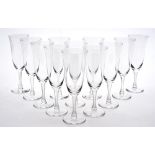 Lalique Cristal stemware: twelve Barsac flutes, diamond point etched under foot Lalique France, 18.