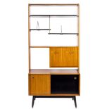 A Scandinavian teak and ebonised side cabinet: unsigned,