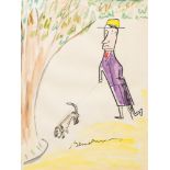 * Ludwig Bemelmans [1898-1962]- Walking The Dog,:- signed,