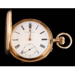 H. Moser & Cie. A '14K' stamped engine turned hunter pocket watch: no.