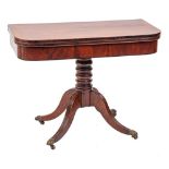 A Regency mahogany, rosewood crossbanded and inlaid tea table:,