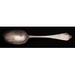 A Queen Anne silver Dog Nose pattern table spoon, maker Benjamin Watts, London, 1708: initialled,
