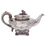A Victorian silver teapot, maker Richard Pearce & George Burrows, London,