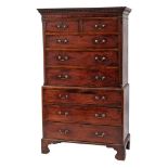 A George III mahogany chest on chest:,