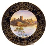 A Royal Worcester cabinet plate: painted by Harry Ayrton with a view of Pembroke Castle within a