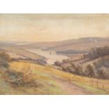 Georgina de l'Aubiniere [1848-1930]- The Fowey Estuary,:- signed, oil on board, 28 x 37cm.