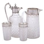 An Elizabeth II clear glass and silver mounted claret jug, maker Israel Freeman & Son Ltd, London,