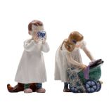 Two Meissen porcelain figures of children: modelled after the originals by Konrad Hentschel