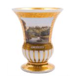 A Chamberlains Worcester named view miniature cabinet vase: captioned 'Windsor', of campana form,