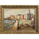 * Alexis Gritchenko [1883-1977]- A harbour on the continent,:- signed bottom right oil on board,