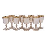 A set of eight Elizabeth II silver goblets, maker SP over QR, London,