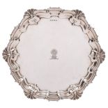 A George V silver salver, maker William Adams Ltd, Birmingham, 1930: crested,