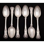 A set of Six George IV silver Hourglass patter dessert spoons, maker William Eley & William Fearn,