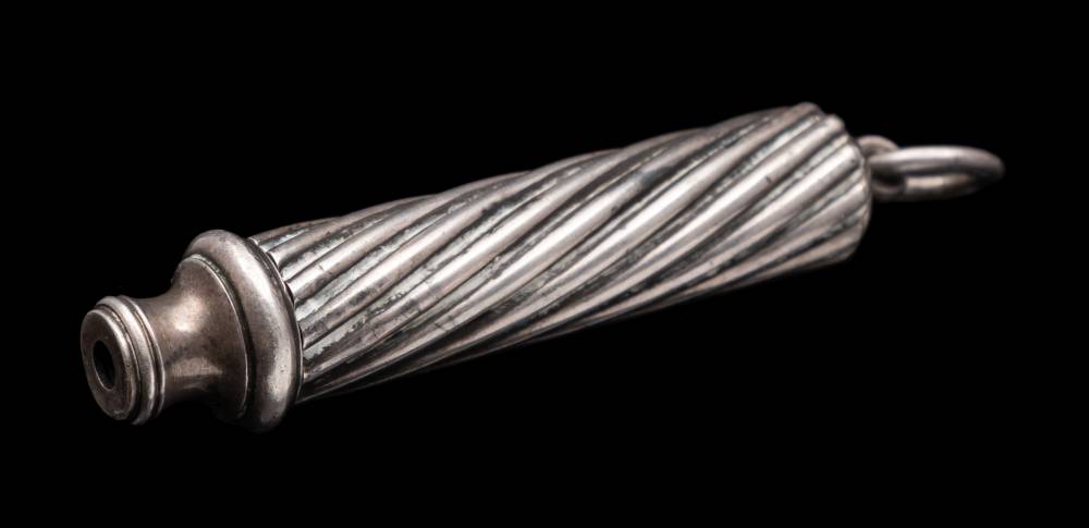 A silver plated five-draw telescopic pencil, by S Mordan & Co: with spiral twist decorated handle,