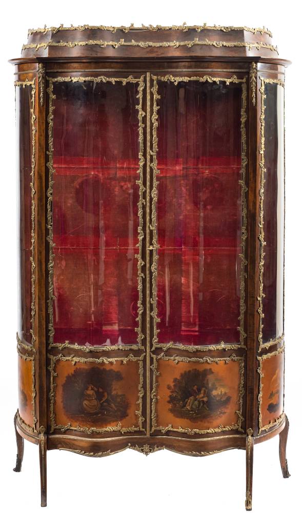 A French stained beech, decorated and gilt metal mounted vitrine:, - Image 2 of 2