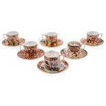 A set of six Royal Crown Derby 'The Curator's Collection' cabinet cups and saucers: each in a named