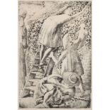 * Stanley Spencer [1891-1959]- Aunt Jenny's Garden,:- photo-lithograph, titled,
