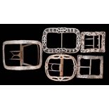 A George III single silver and steel shoe buckle, maker Peter & Ann Bateman, London,