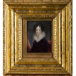 English School, Circa 1820- A miniature portrait of a young lady,: bust-length seated,
