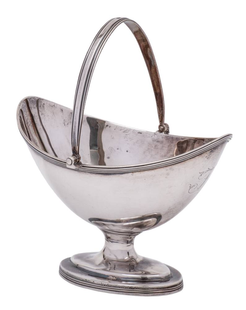 A George III silver swing-handled pedestal basket, maker William Abdy, London,
